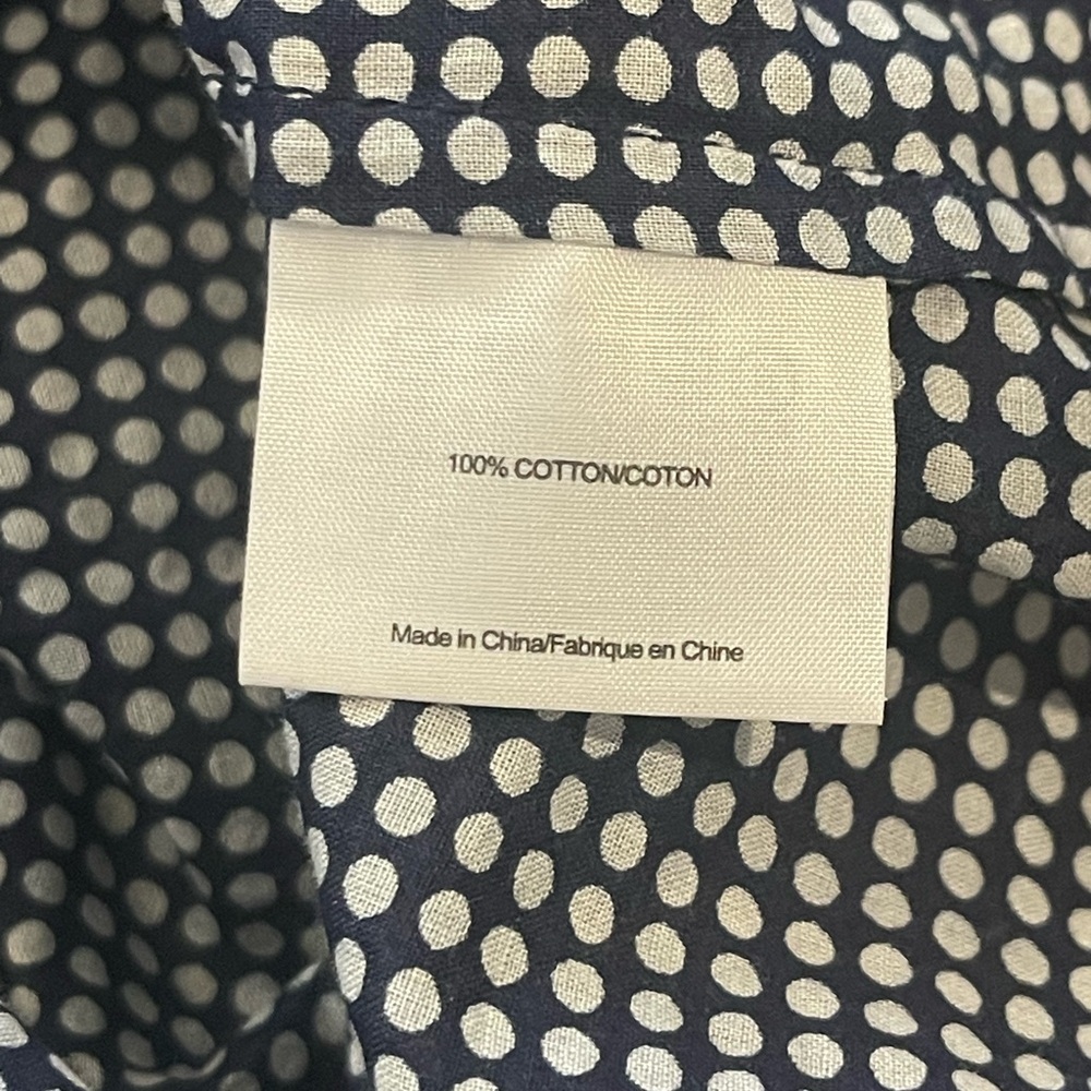 Tory Burch Navy & White Polka Dot Print Button Down Blouse, Long Sleeve, Size 6 - Picture 4 of 15